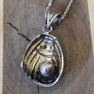Vintage Pewter Baseball Glove  Pendant Necklace 16"